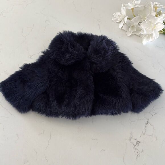 Janie and Jack The Festive Faux Fur Jacket in Dark Marine Size 6/12 Months - Picture 2 of 8